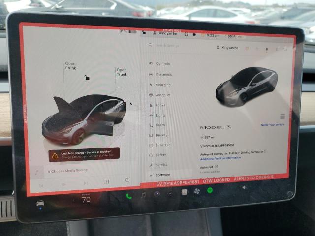 5YJ3E1EA9PF641651 - 2023 TESLA MODEL 3 Сірий фото 9