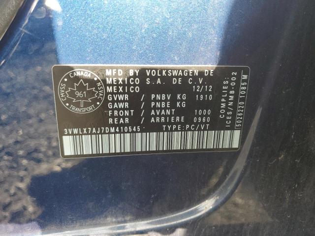 3VWLX7AJ7DM410545 - 2013 VOLKSWAGEN JETTA SEL BLUE photo 12