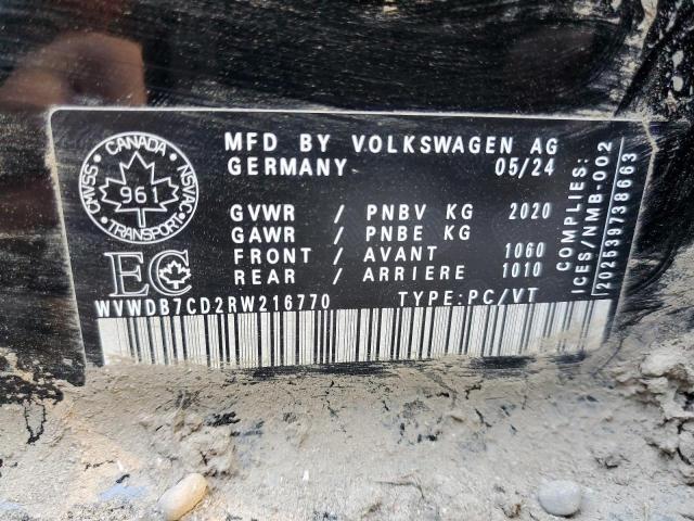 WVWDB7CD2RW216770 - 2024 VOLKSWAGEN GOLF R BLACK photo 13