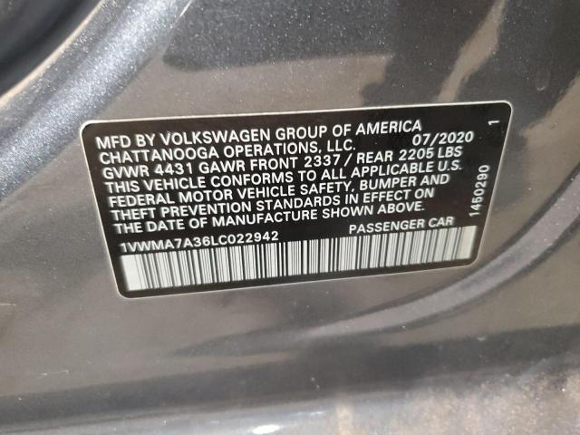 1VWMA7A36LC022942 - 2020 VOLKSWAGEN PASSAT R-LINE Silber Foto 12