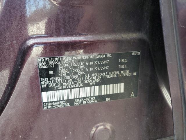 2T3ZFREV9JW439502 - 2018 TOYOTA RAV4 LE Púrpura foto 13