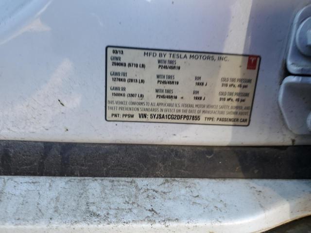 5YJSA1CG2DFP07855 - 2013 TESLA MODEL S Ağ foto 12