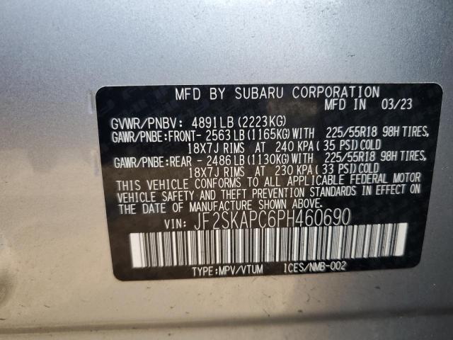 JF2SKAPC6PH460690 - 2023 SUBARU FORESTER LIMITED Արծաթագույն լուսանկար 12
