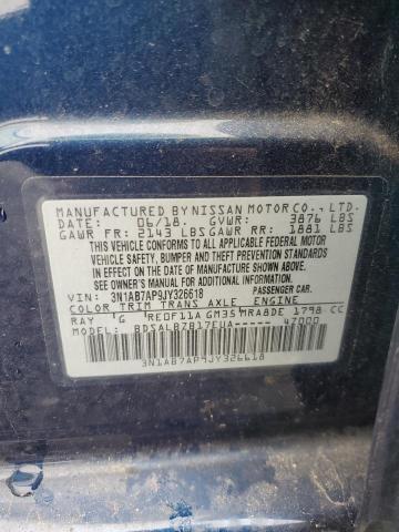 3N1AB7AP9JY326618 - 2018 NISSAN SENTRA S 蓝色 照片 12