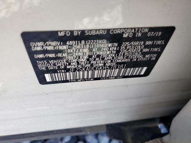 JF2SKAUC6KH578381 - 2019 SUBARU FORESTER LIMITED თეთრი ფოტო 13