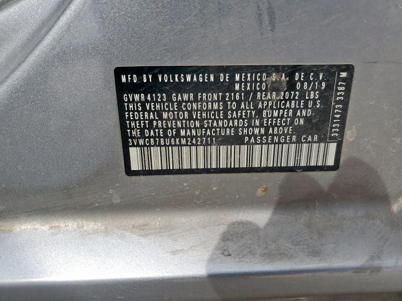 3VWCB7BU6KM242711 - 2019 VOLKSWAGEN JETTA S SILVER photo 12