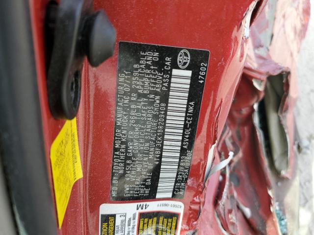 4T4BF3EK1BR209408 - 2011 TOYOTA CAMRY BASE RED photo 13