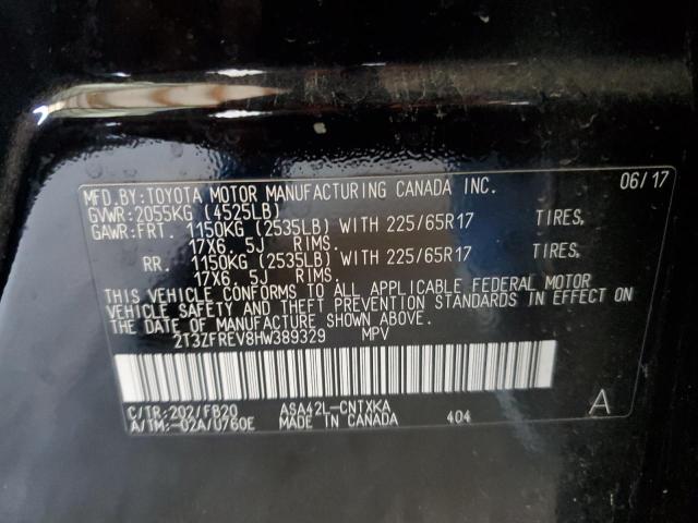 2T3ZFREV8HW389329 - 2017 TOYOTA RAV4 LE შავი ფოტო 14