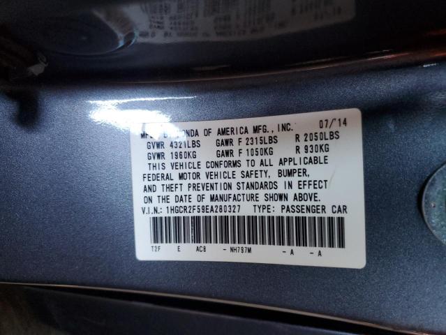1HGCR2F59EA280327 - 2014 HONDA ACCORD SPORT GRAY photo 12