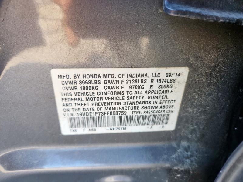 19VDE1F73FE008759 - 2015 ACURA ILX 20 TECH GRAY photo 13