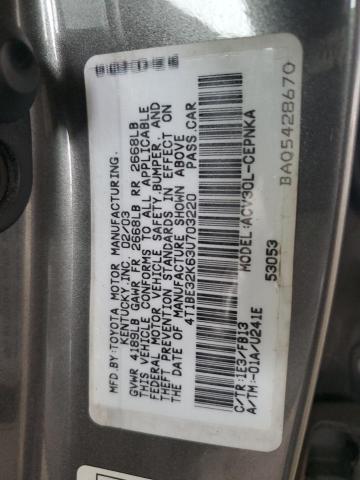 4T1BE32K63U703220 - 2003 TOYOTA CAMRY LE GRAY photo 12
