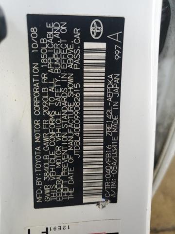 JTDBL40E099082615 - 2009 TOYOTA COROLLA BASE 白色 照片 12