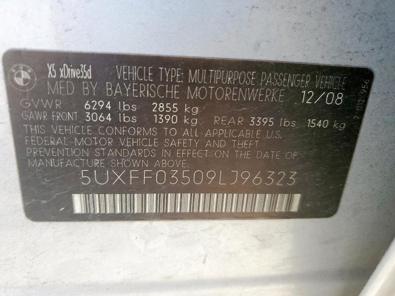 5UXFF03509LJ96323 - 2009 BMW X5 XDRIVE35D SILVER photo 12
