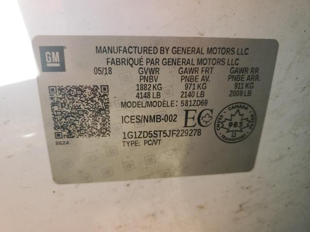 1G1ZD5ST5JF229278 - 2018 CHEVROLET MALIBU LT Weiß Foto 12