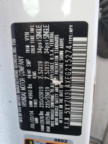 5XYZU3LAXEG215274 - 2014 HYUNDAI SANTA FE S WHITE photo 13