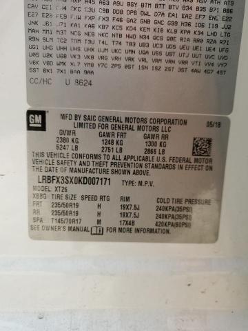 LRBFX3SX0KD007171 - 2019 BUICK ENVISION PREMIUM თეთრი ფოტო 12