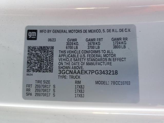 3GCNAAEK7PG343218 - 2023 CHEVROLET SILVERADO C1500 Ağ foto 12