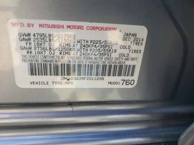 JA4AD3A39FZ011239 - 2015 MITSUBISHI OUTLANDER SE GRAY photo 13