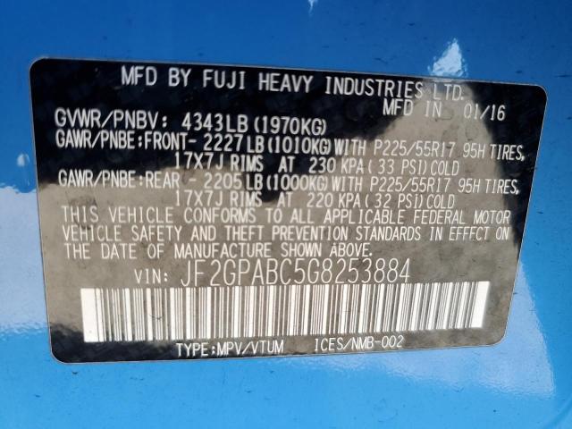 JF2GPABC5G8253884 - 2016 SUBARU CROSSTREK PREMIUM BLUE photo 13