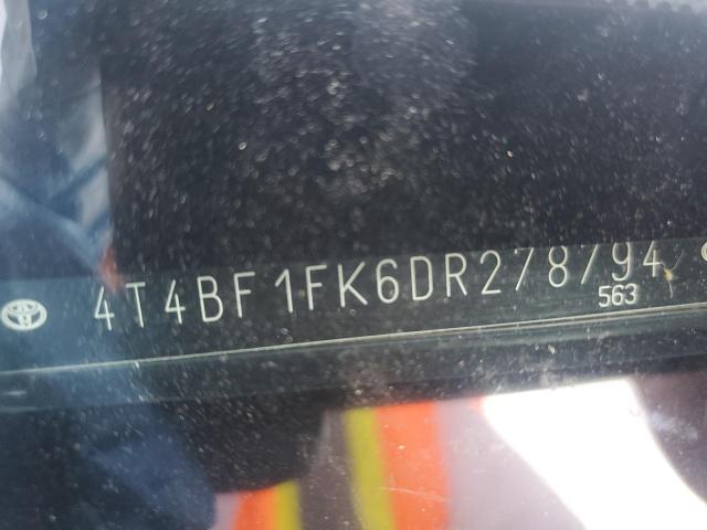 4T4BF1FK6DR278794 - 2013 TOYOTA CAMRY L BLACK photo 12