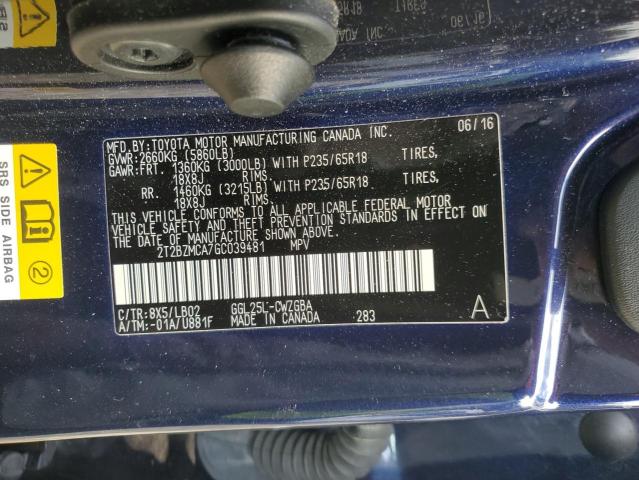 2T2BZMCA7GC039481 - 2016 LEXUS RX 350 BASE 蓝色 照片 13