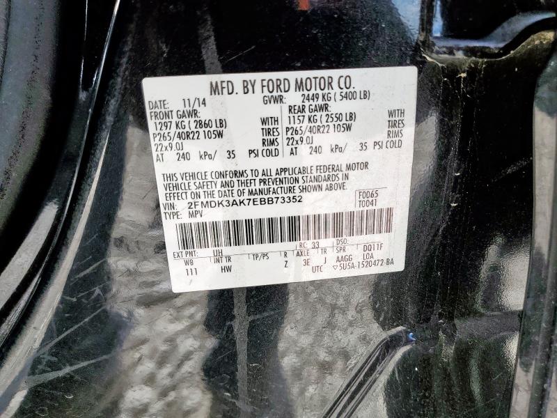 2FMDK3AK7EBB73352 - 2014 FORD EDGE SPORT GRAY photo 13