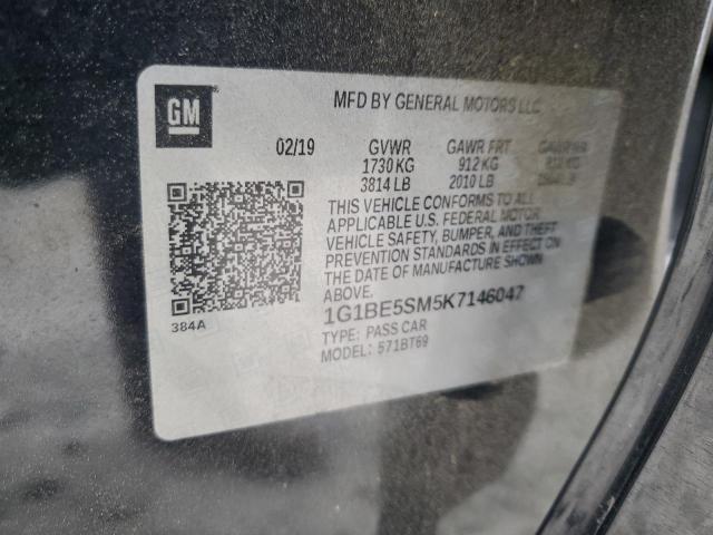 1G1BE5SM5K7146047 - 2019 CHEVROLET CRUZE LT BLACK photo 12