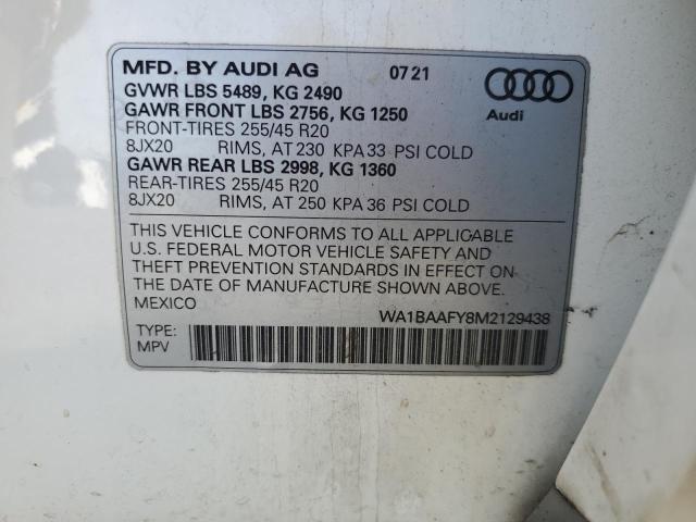 WA1BAAFY8M2129438 - 2021 AUDI Q5 PREMIUM PLUS WHITE photo 14