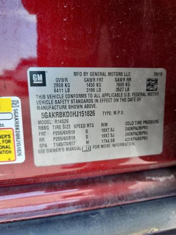 5GAKRBKD0HJ151826 - 2017 BUICK ENCLAVE برغندي صورة 13