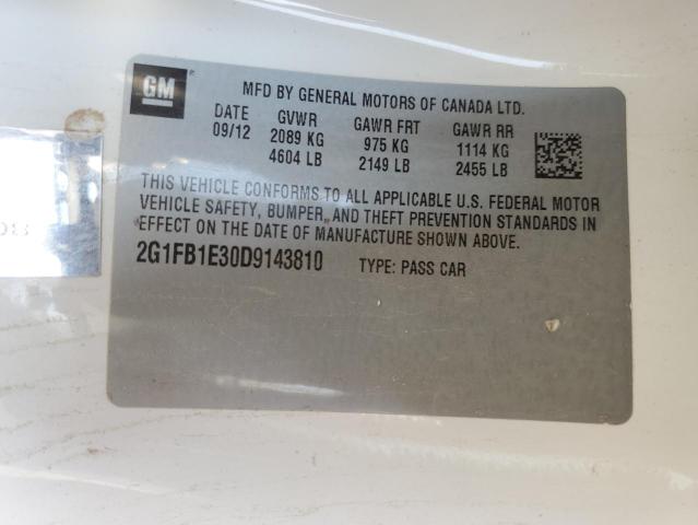 2G1FB1E30D9143810 - 2013 CHEVROLET CAMARO LT WHITE photo 12