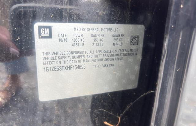 1G1ZE5STXHF154696 - 2017 CHEVROLET MALIBU LT BLACK photo 10