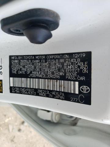 JTDEPRAE2LJ090296 - 2020 TOYOTA COROLLA LE WHITE photo 13