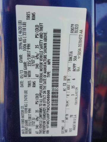 1FMCU0F79DUD68998 - 2013 FORD ESCAPE S BLUE photo 12