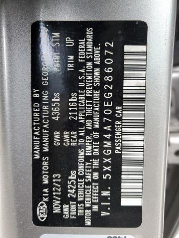 5XXGM4A70EG286072 - 2014 KIA OPTIMA LX SILVER photo 13