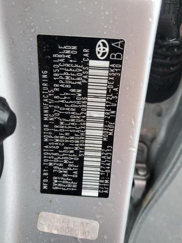 5YFBURHEXGP420866 - 2016 TOYOTA COROLLA L SILVER photo 12