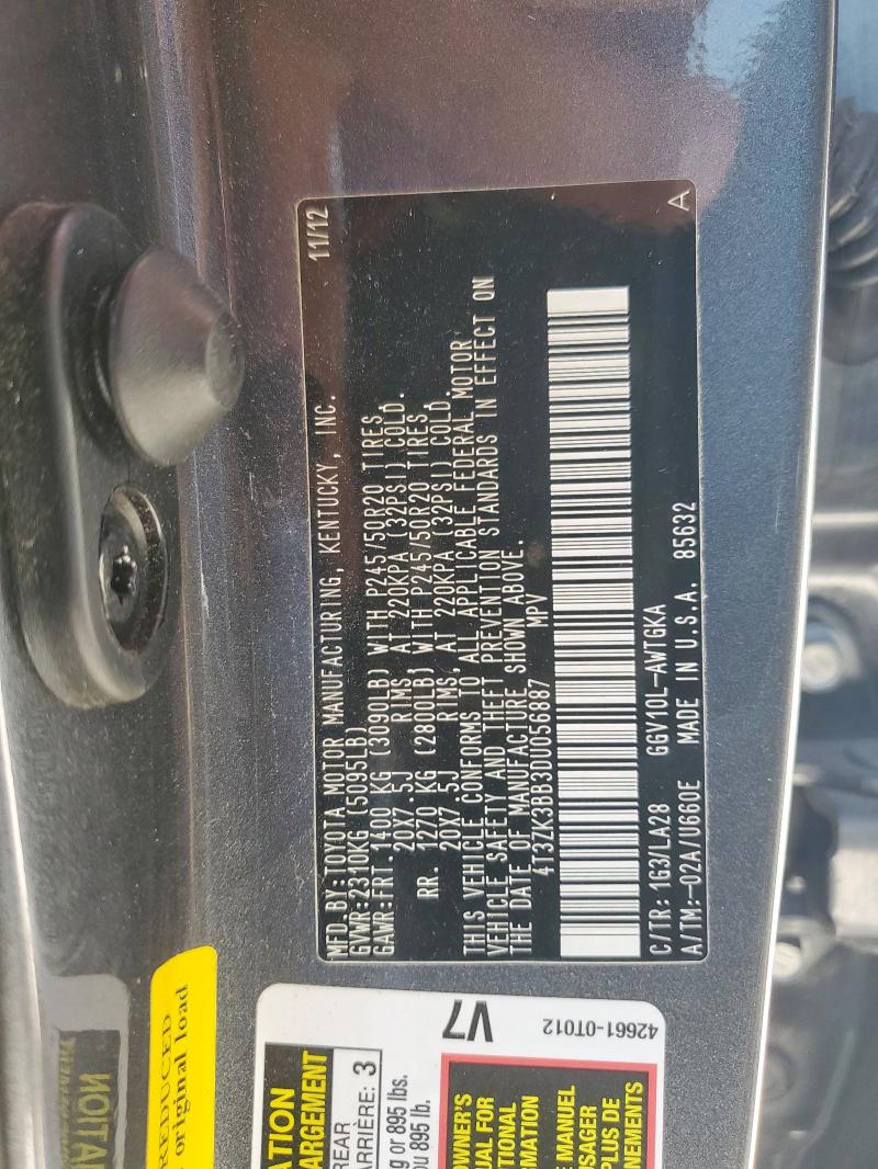 4T3ZK3BB3DU056887 - 2013 TOYOTA VENZA LE GRAY photo 13