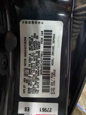 1NXBU4EE1AZ378911 - 2010 TOYOTA COROLLA BASE GRAY photo 12