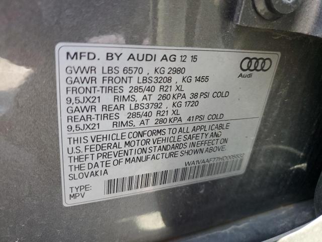 WA1VAAF77HD005532 - 2017 AUDI Q7 PRESTIGE رمادي صورة 12