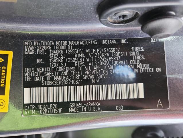 5TDBK3EH2DS210671 - 2013 TOYOTA HIGHLANDER BASE Մոխրագույն լուսանկար 14