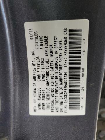1HGCR3F82HA001434 - 2017 HONDA ACCORD EXL GRAY photo 12