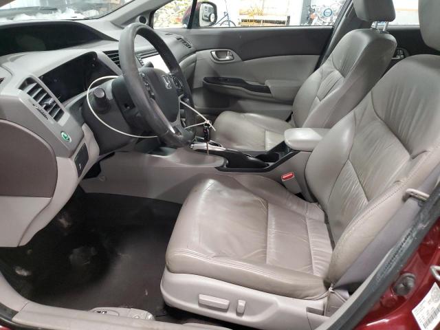 2HGFB2F9XCH039024 - 2012 HONDA CIVIC EXL წითელი ფოტო 7