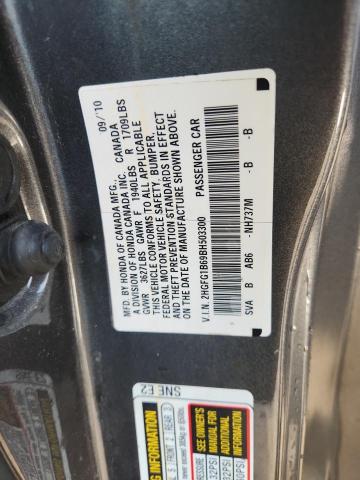 2HGFG1B69BH503300 - 2011 HONDA CIVIC LX GRAY photo 13