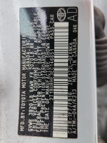 2T1BURHE3EC146651 - 2014 TOYOTA COROLLA L SILVER photo 13