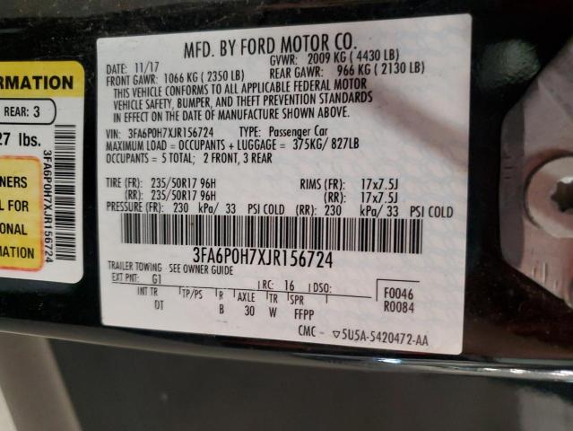 3FA6P0H7XJR156724 - 2018 FORD FUSION SE Қара фото 13