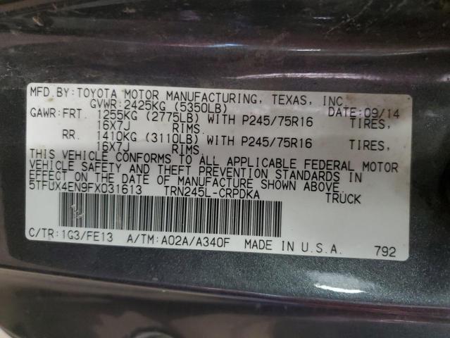 5TFUX4EN9FX031613 - 2015 TOYT TACOMA ACCESS CAB Boz foto 12