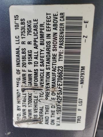 19XFB2F5XFE706623 - 2015 HONDA CIVIC LX GRAY photo 13