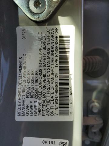 19XFL4H89SE009129 - 2025 HONDA CIVIC SPORT ნაცრისფერი ფოტო 13