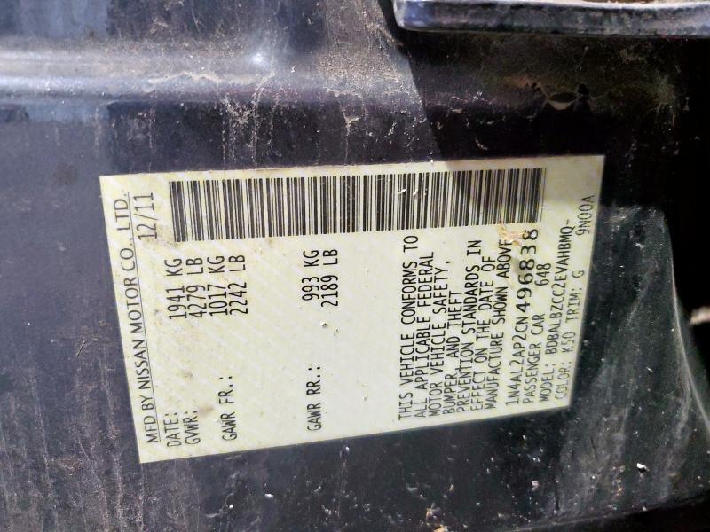 1N4AL2AP2CN496838 - 2012 NISSAN ALTIMA BASE Grafit foto 12