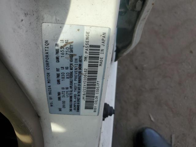 JM1BJ222XY0308482 - 2000 MAZDA PROTEGE DX WHITE photo 12