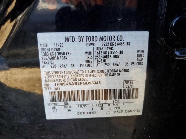 1FM5K8AB2PGB98348 - 2023 FORD EXPLORER POLICE INTERCEPTOR TWO TONE photo 12